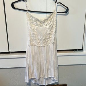 White High Neck Tank Top, White and Lace with Adjustable tie